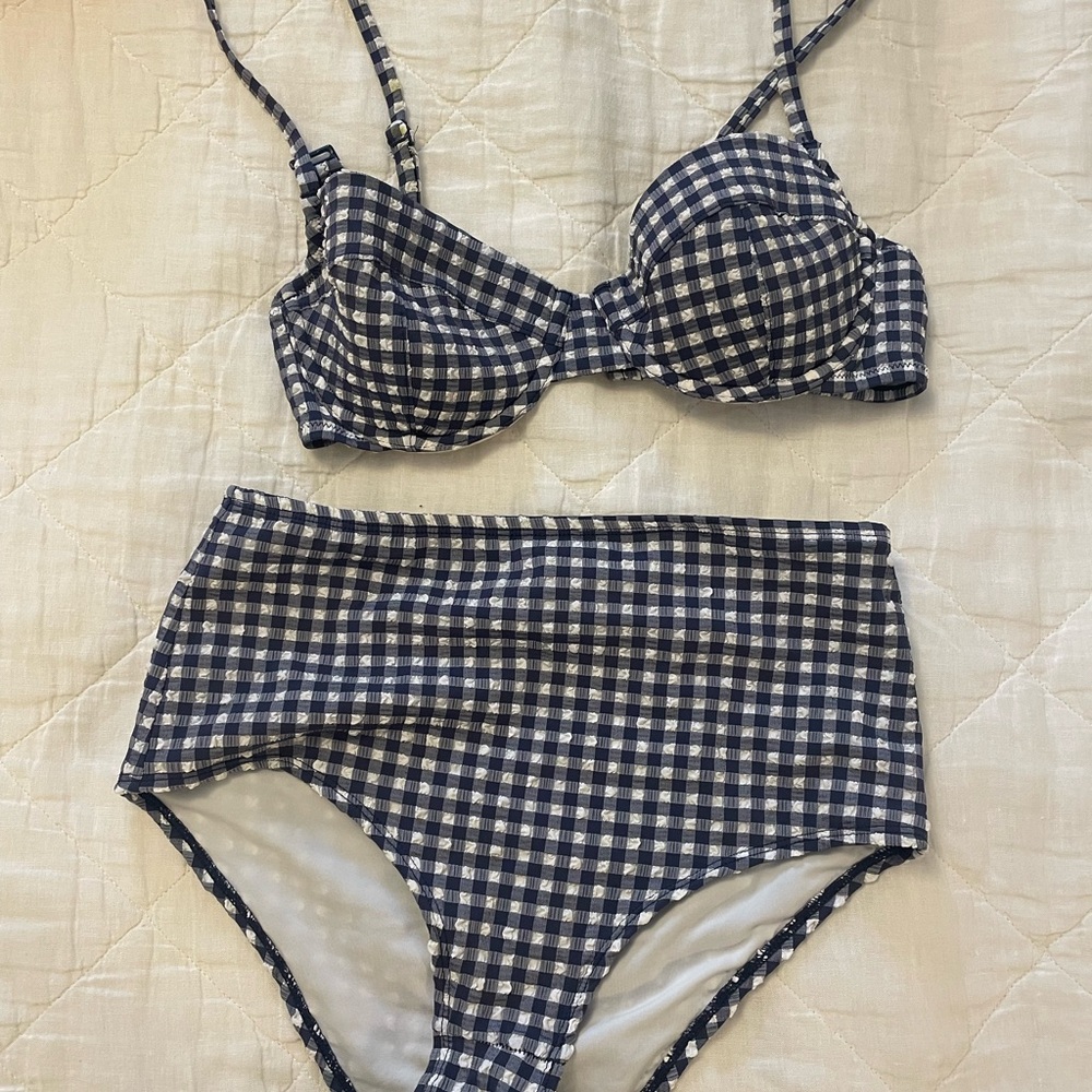 Jcrew Navy and White swimsuit